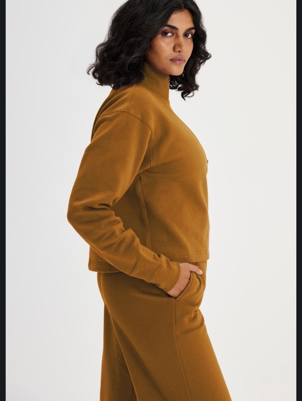 Girlfriend Collective 50/50 Half Zip Sweatshirt Sycamore